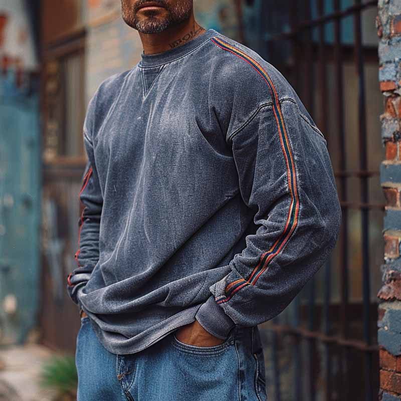 Men's Sports Vintage Crew Neck Sweatshirt 9894195364024