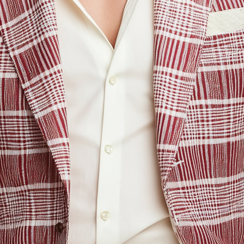 Men's Stylish Woven Check Suit Jacket DTT25081405