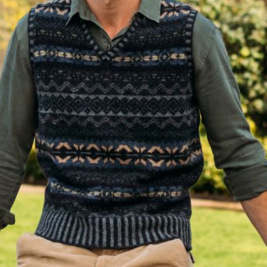 Men's Retro Geometric V-Neck Sleeveless Knit Vest 9891528704184