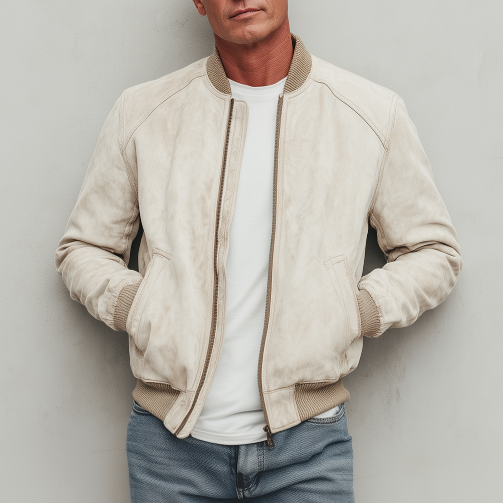 Men's Classic Casual Lightweight Suede Zip-Up Bomber Jacket DTT25080118