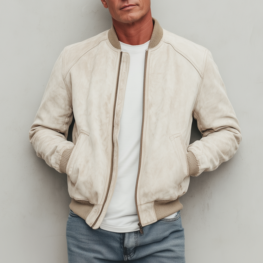 Men's Classic Casual Lightweight Suede Zip-Up Bomber Jacket DTT25080118