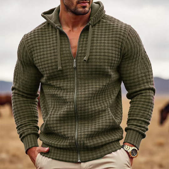 Men's Solid Color Loose Fleece Hooded Jacket DTT25082706