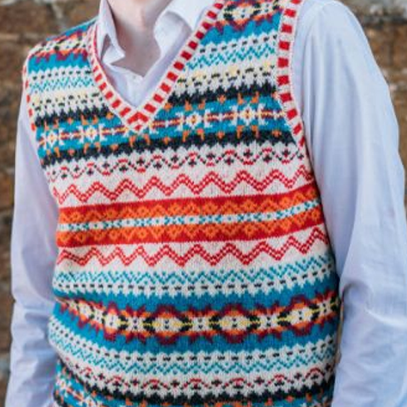Men's Retro Geometric V-Neck Sleeveless Knit Vest 9891528671416