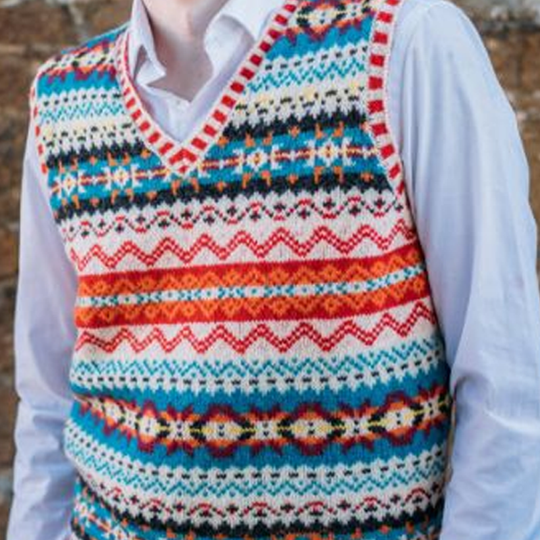 Men's Retro Geometric V-Neck Sleeveless Knit Vest 9891528671416