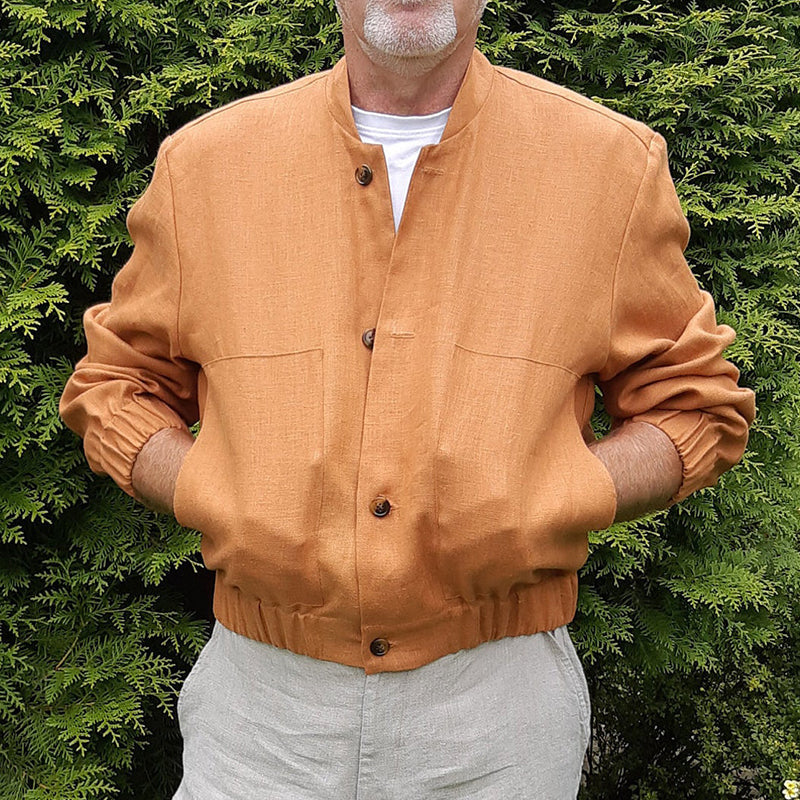 Men's Cotton and Linen Casual Baseball Collar Jacket 9893975818424