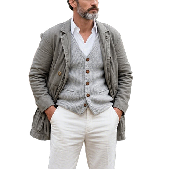 Men's Vintage Canvas Button Casual Jacket Dtt079691448
