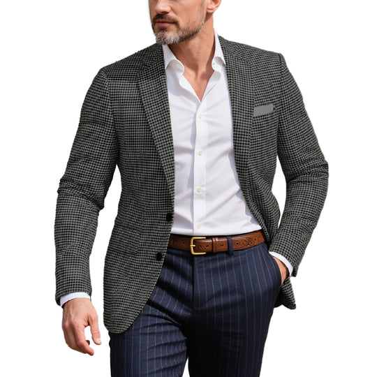 Men's Business Houndstooth Pattern Button Notch Lapel Blazer Dtt556023992