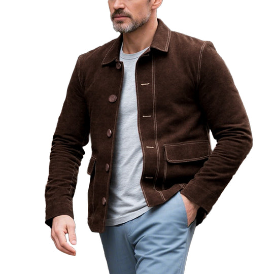 Men's Vintage Suede Single Breasted Lapel Jacket Dtt643395256