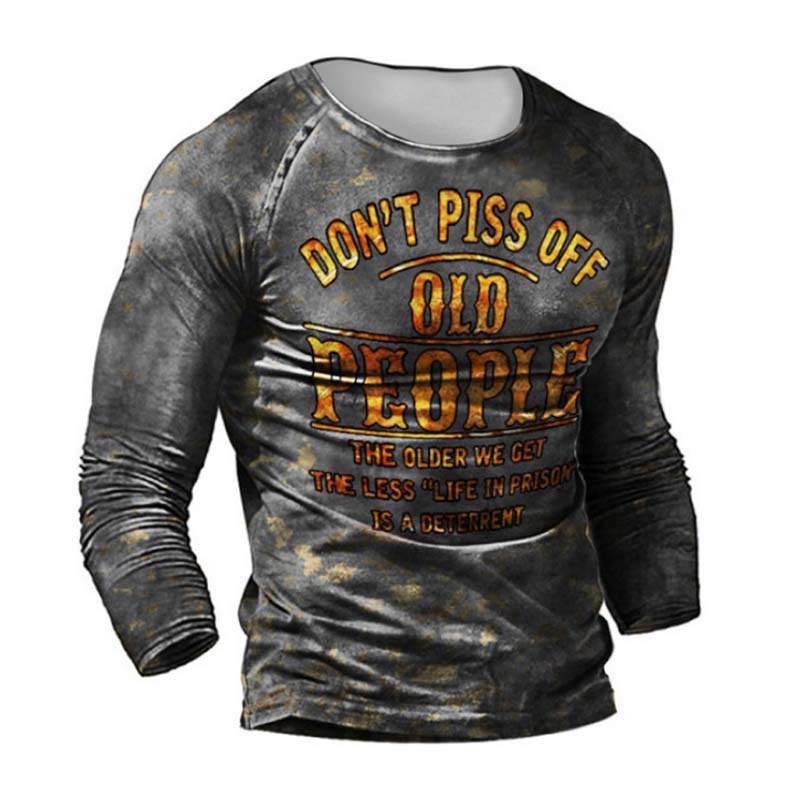 Men's Digital Print Slim Fit Round Neck Long Sleeve T-Shirt 9261143720120