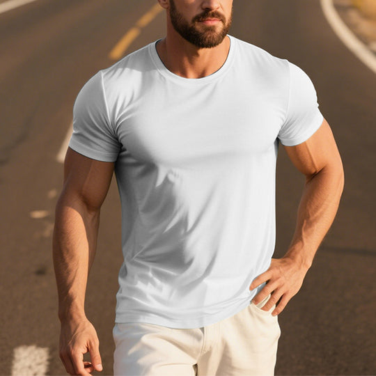 Men's Icy Smooth Cotton Solid Color Simple Short Sleeve T-Shirt 250600580X