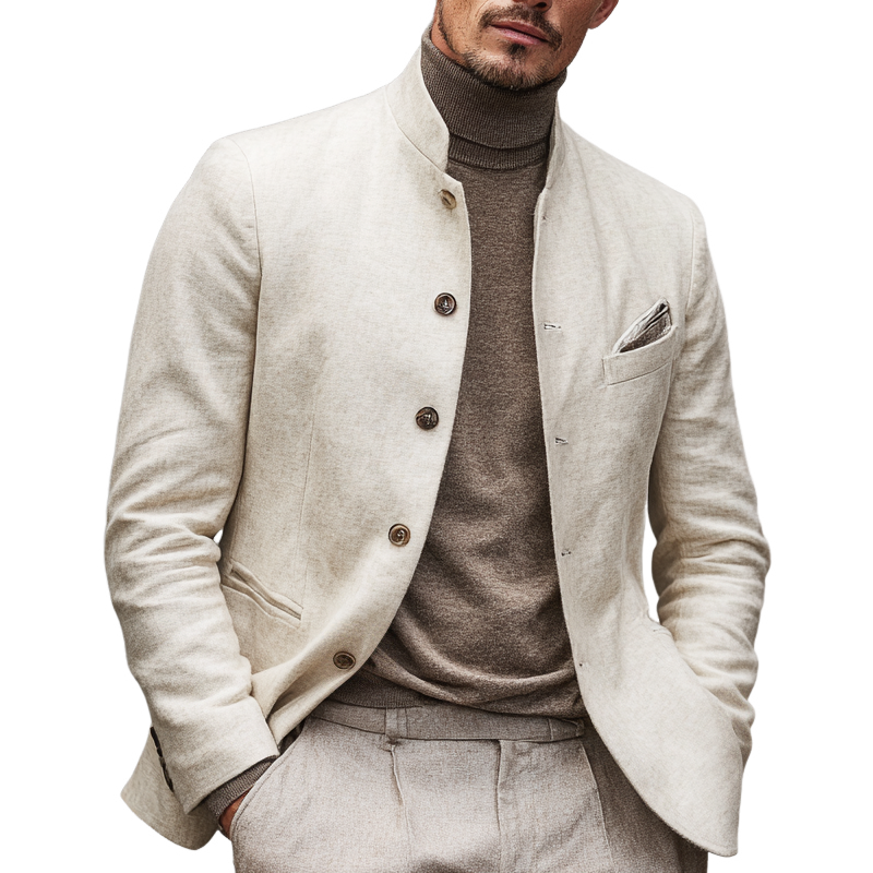 Men's Fashion Stand Collar Single Breasted Casual Jacket DTT25082813
