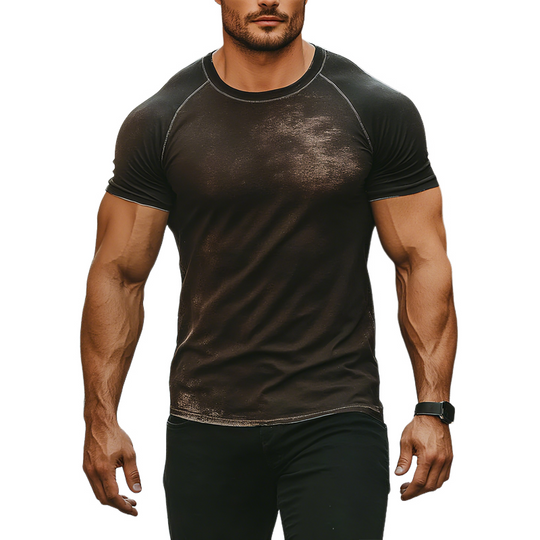 Men's Print Round Neck Short Sleeve T-shirt DTT25061301