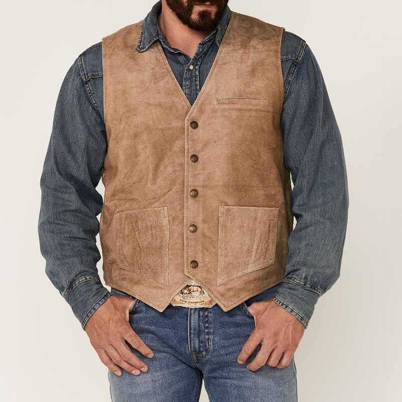 Men's Vintage Faux Suede V-Neck Vest DTT25080614