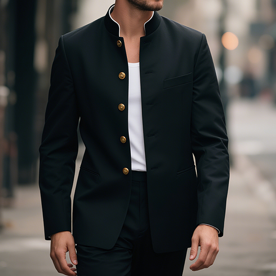 Men's Retro Casual Stand Collar Single Breasted Blazer DTT25071815