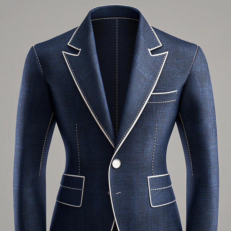 Men's Peak Lapel Long Sleeve Two Button Contrast Stitch Blazer 9951401836728