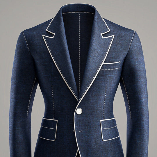 Men's Peak Lapel Long Sleeve Two Button Contrast Stitch Blazer 9951401836728