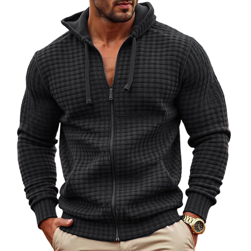 Men's Solid Color Loose Fleece Hooded Jacket DTT25082706