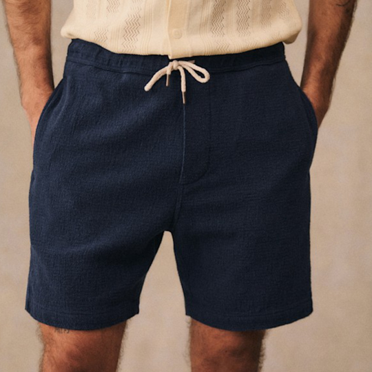 Men's Casual Breathable Cotton Blended Pleated Fabric Elastic Shorts DDT25052809