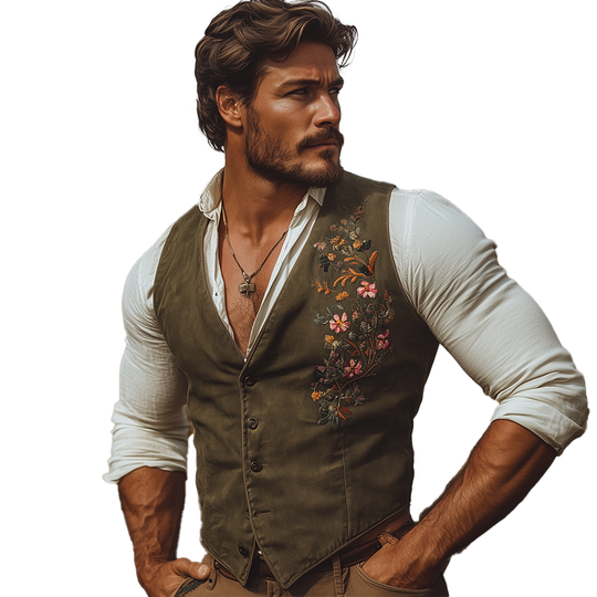 Men's Summer Fashion Embroidery Cotton Blend Sleeveless Vest DTT25070112