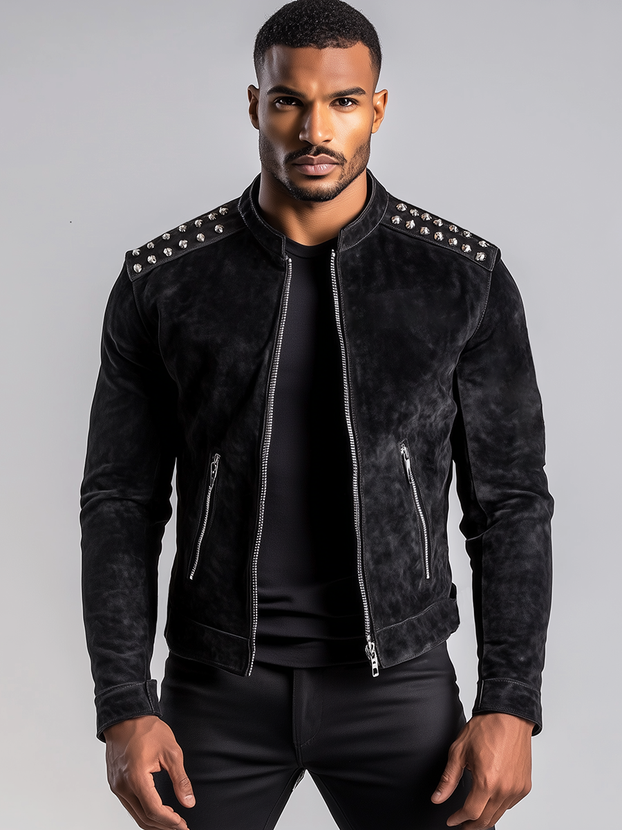 Exquisite Black Suede Jacket 9904639934648