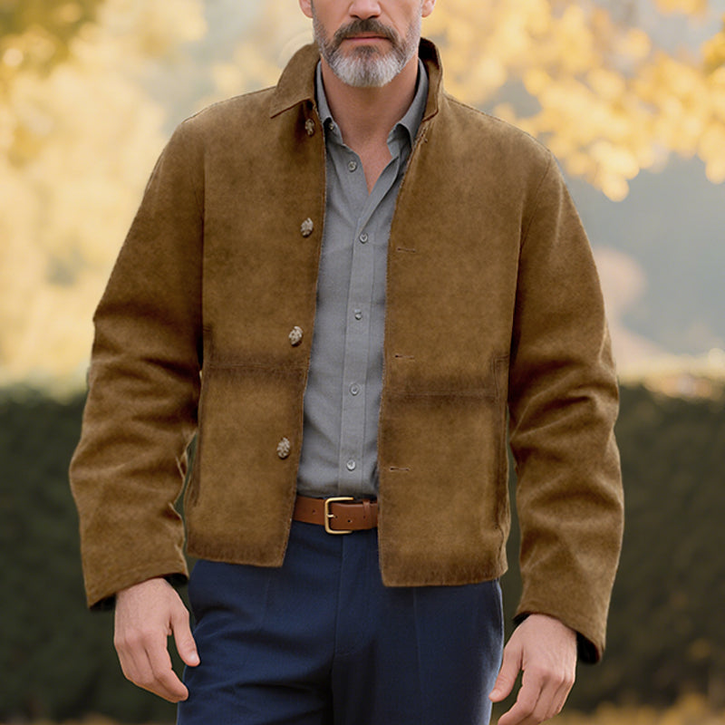 Men's Vintage Lapel Suede Jacket Dtt640116920