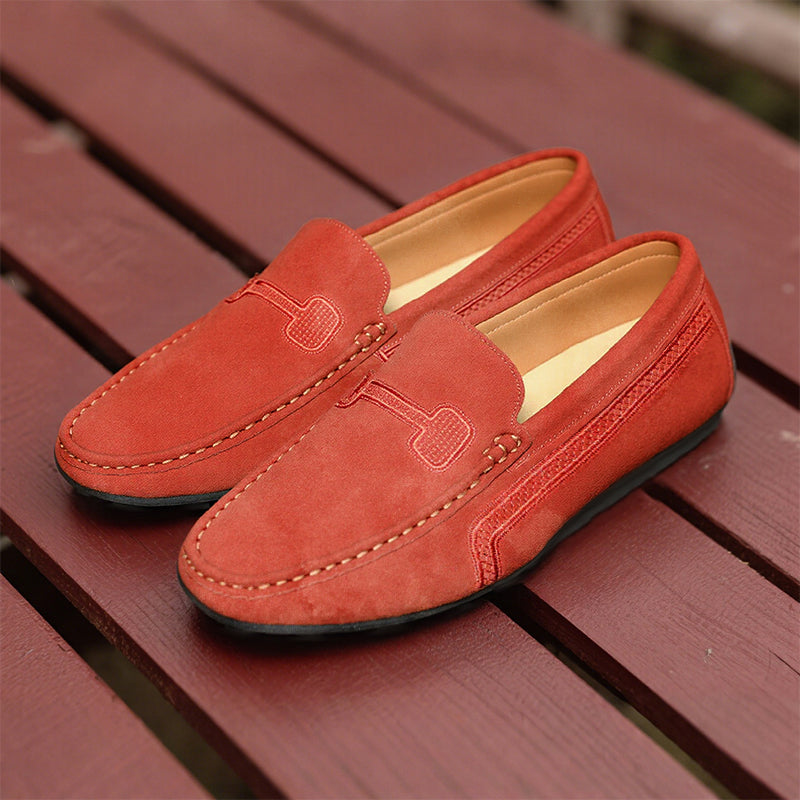 Men's Casual Solid Color Slip On Leather Flat Loafers Shoes Dtt555663544
