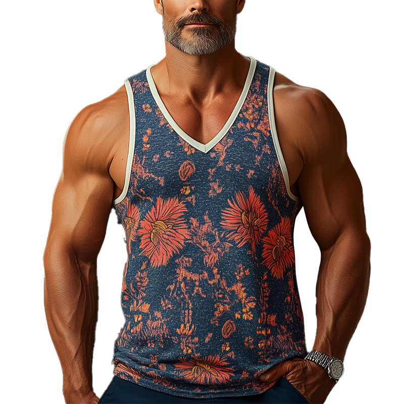Men's Summer Fashion Cotton Blend Printed Tank Top DTT25062711