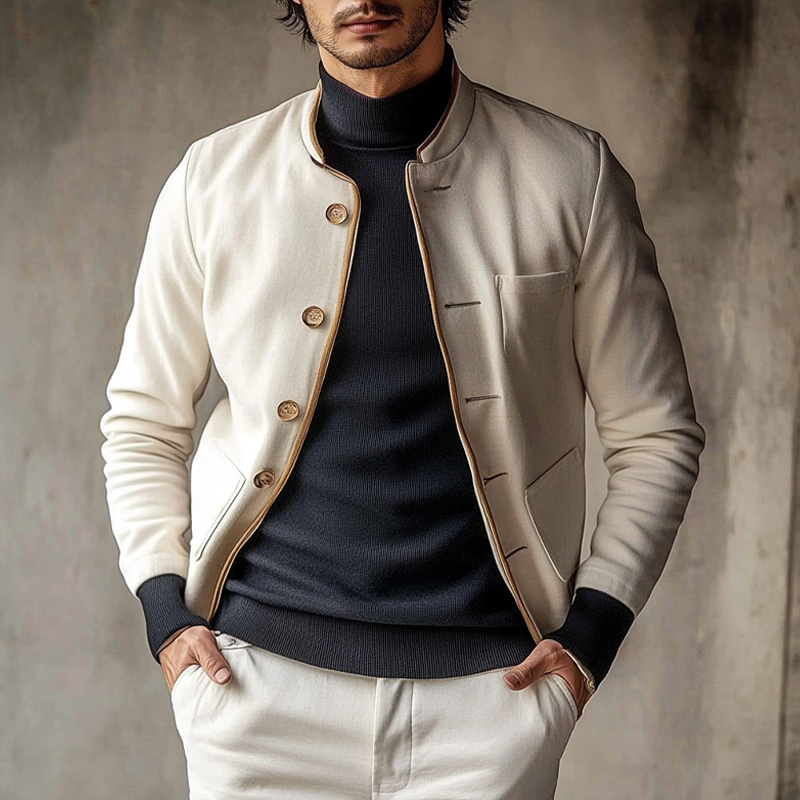 Men's Faux Wool Blend Multi-pocket Jacket DTT25080414