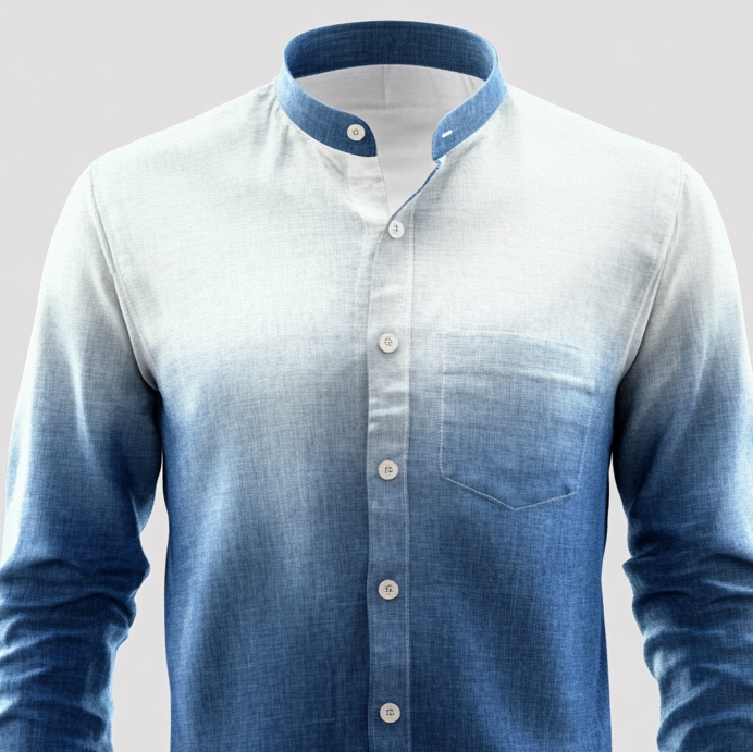 Men's Ombre Pattern Stand Collar Single Breasted Long Sleeve Shirt 9913234882744