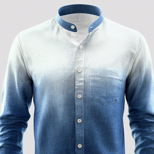 Men's Ombre Pattern Stand Collar Single Breasted Long Sleeve Shirt 9913234882744