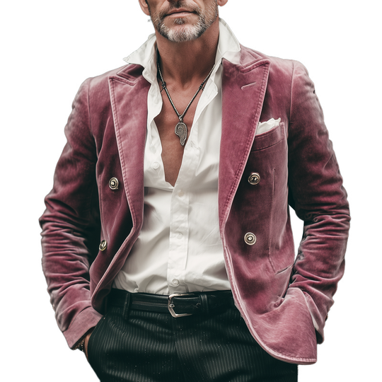 Men's Classic Business Velvet Double-breasted Blazer DTT25082019