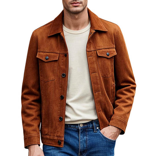 Men's Casual Suede Lapel Single Breasted Slim Fit Jacket 9909012758712
