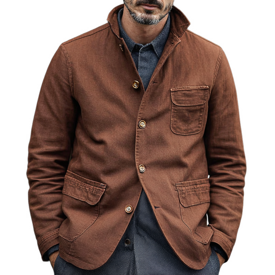 Men's Washed Cotton Lapel Multi-pocket Single Breasted Casual Jacket DTT25082520