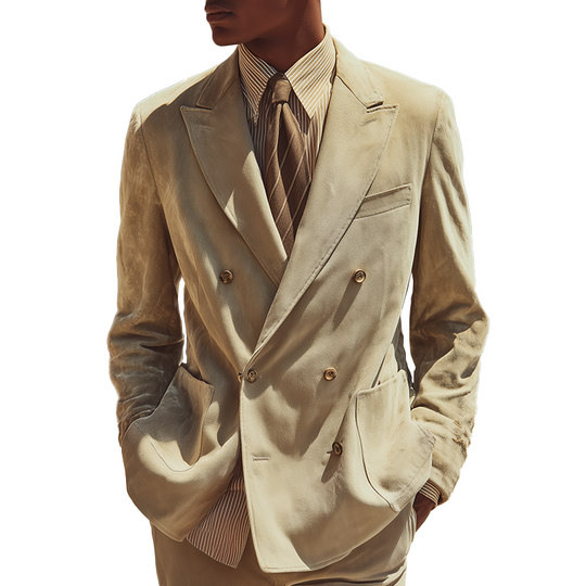 Men's Retro Elegant Faux Suede Loose Suit Jacket DTT25090416