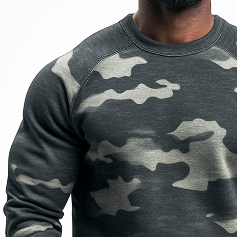 Men's Retro Casual Camouflage Print Crew Neck Sweatshirt 9899719983288