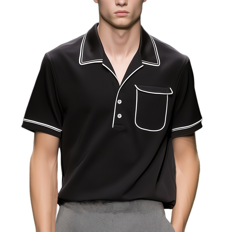 Men's Classic Black And White Polo Neck Short Sleeve T-Shirt DTT25072516