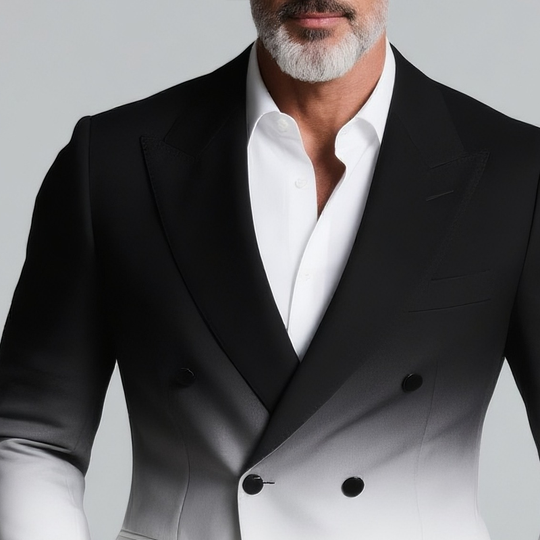 Men's Gradient Peak Lapel Double Breasted Casual Blazer DTT25073107