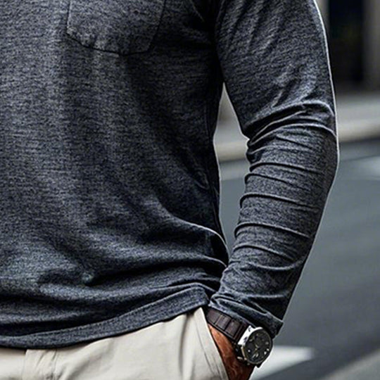 Men's Cotton Blend V-Neck Long Sleeve T-Shirt 9902009450680