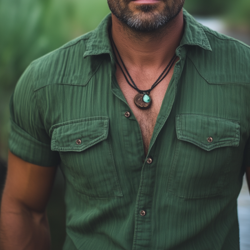 Men's Summer Classic Textured Short Sleeve Shirt DTT25061324