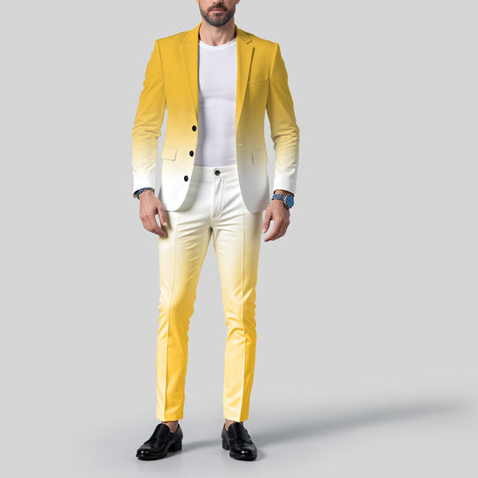 Men's Business Ombre Peak Lapel Blazer & Straight Pants 2Pcs Set Dtt554778808