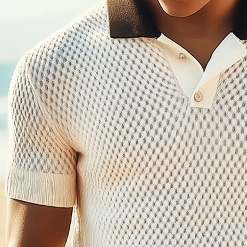 Men's Summer Classic Textured Knit Polo Neck T-Shirt DTT25070117