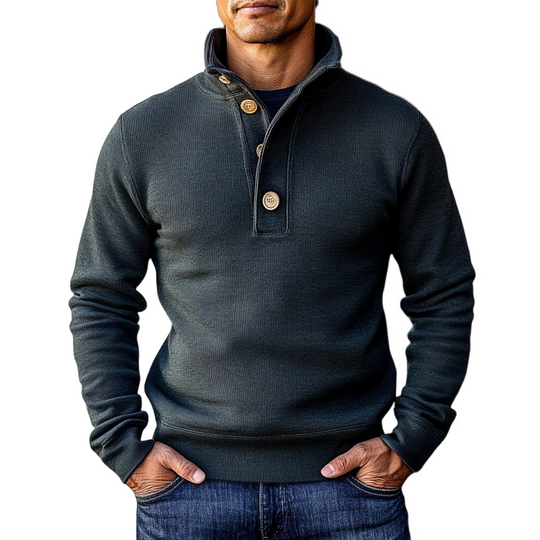 Men's Solid Color Stand Collar Loose Pullover Sweatshirt DTT25082707