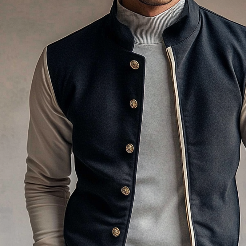 Men's Contrast Color Single-breasted Stand Collar Jacket DTT25080412