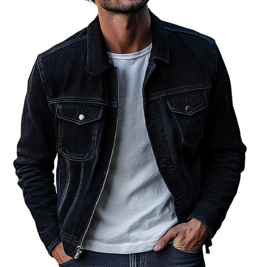 Men's Vintage Lapel Single-breasted Denim Jacket DTT25082919