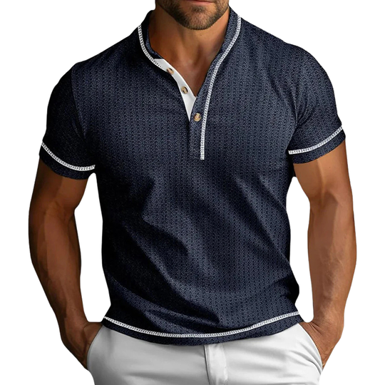 Men's Contrast Waffle Short Sleeve Henley T-Shirt DTT25061804