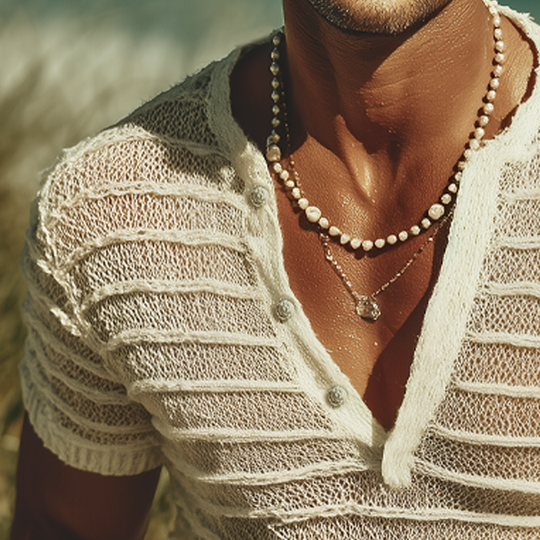 Men's Summer Fashion V-neck Striped Jacquard Knitted Short Sleeve T-shirt DTT25071015