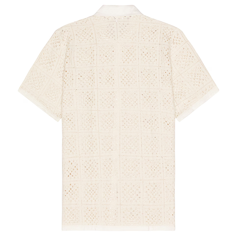 Men's Casual Loose Hole Knit Short-sleeved Shirt DTT25072113