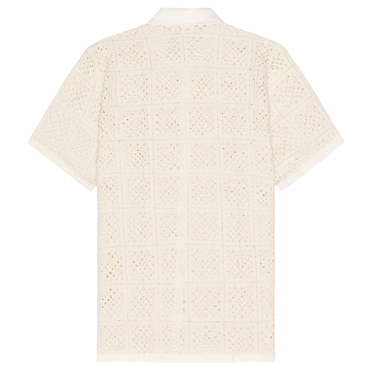 Men's Casual Loose Hole Knit Short-sleeved Shirt DTT25072113