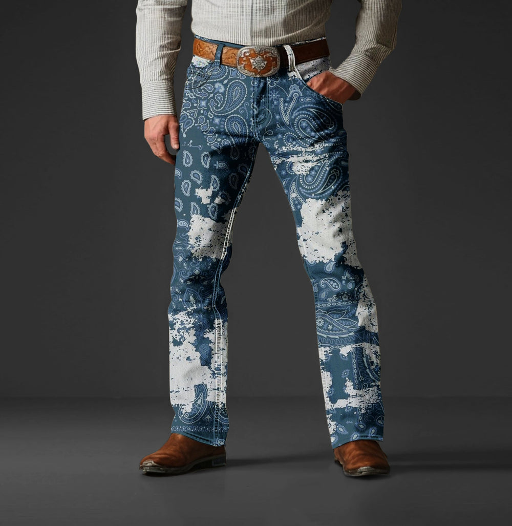 Men's Ink Splashes Print Side Pocket Straight Leg Pants 9945657540792