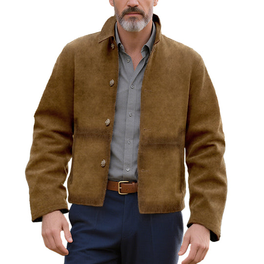 Men's Vintage Lapel Suede Jacket Dtt640116920